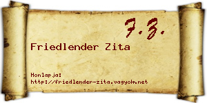 Friedlender Zita névjegykártya